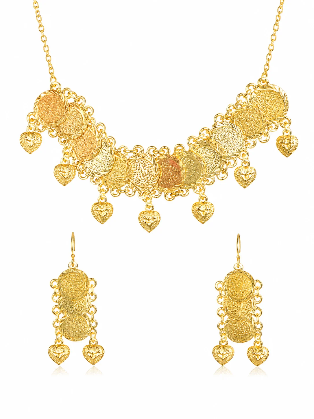 Antique Coin Necklace & Earrings Set