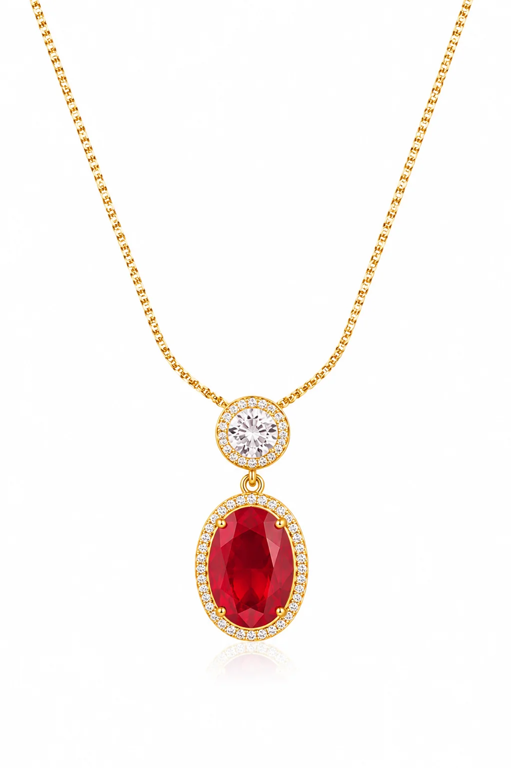 Ruby Red Crystal Pendant Necklace for Women