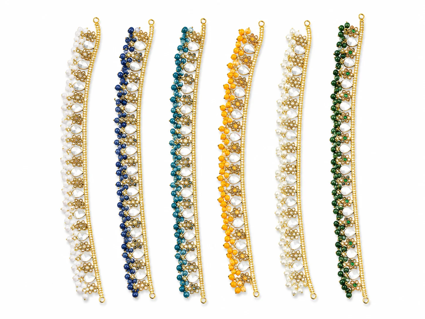 Premium Multicolor Crystal Beaded Payal Collection – 6 Color Variants