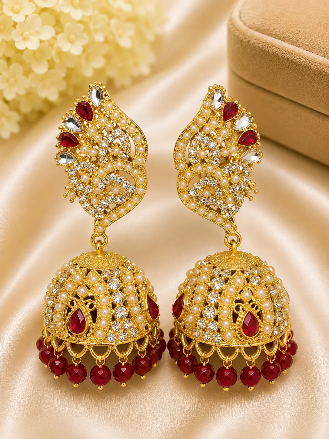 Gold Plated Designer Jhumka Earrings