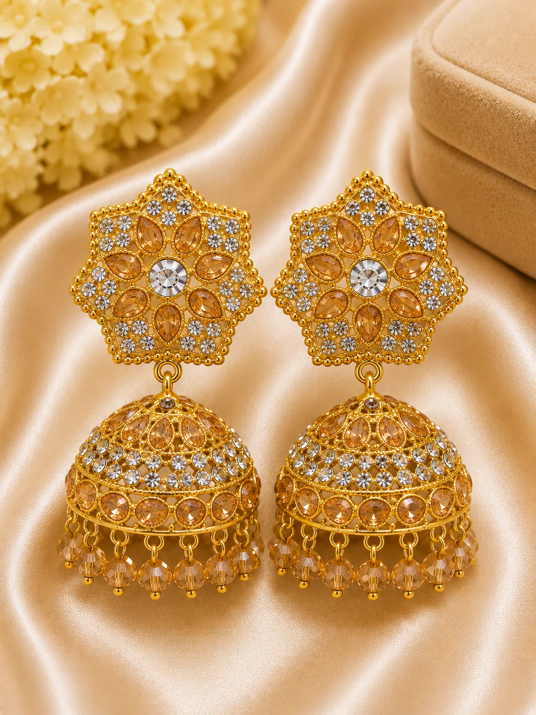 Luxury Gold Jhumka Earrings Set