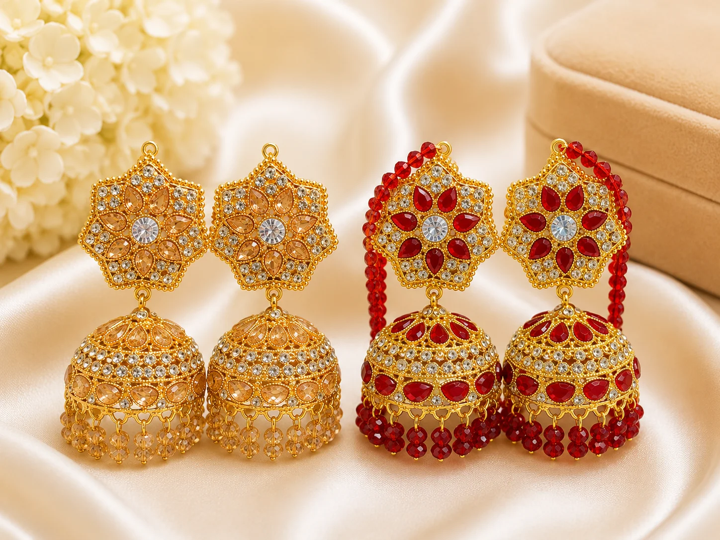Luxury Gold Jhumka Earrings Set
