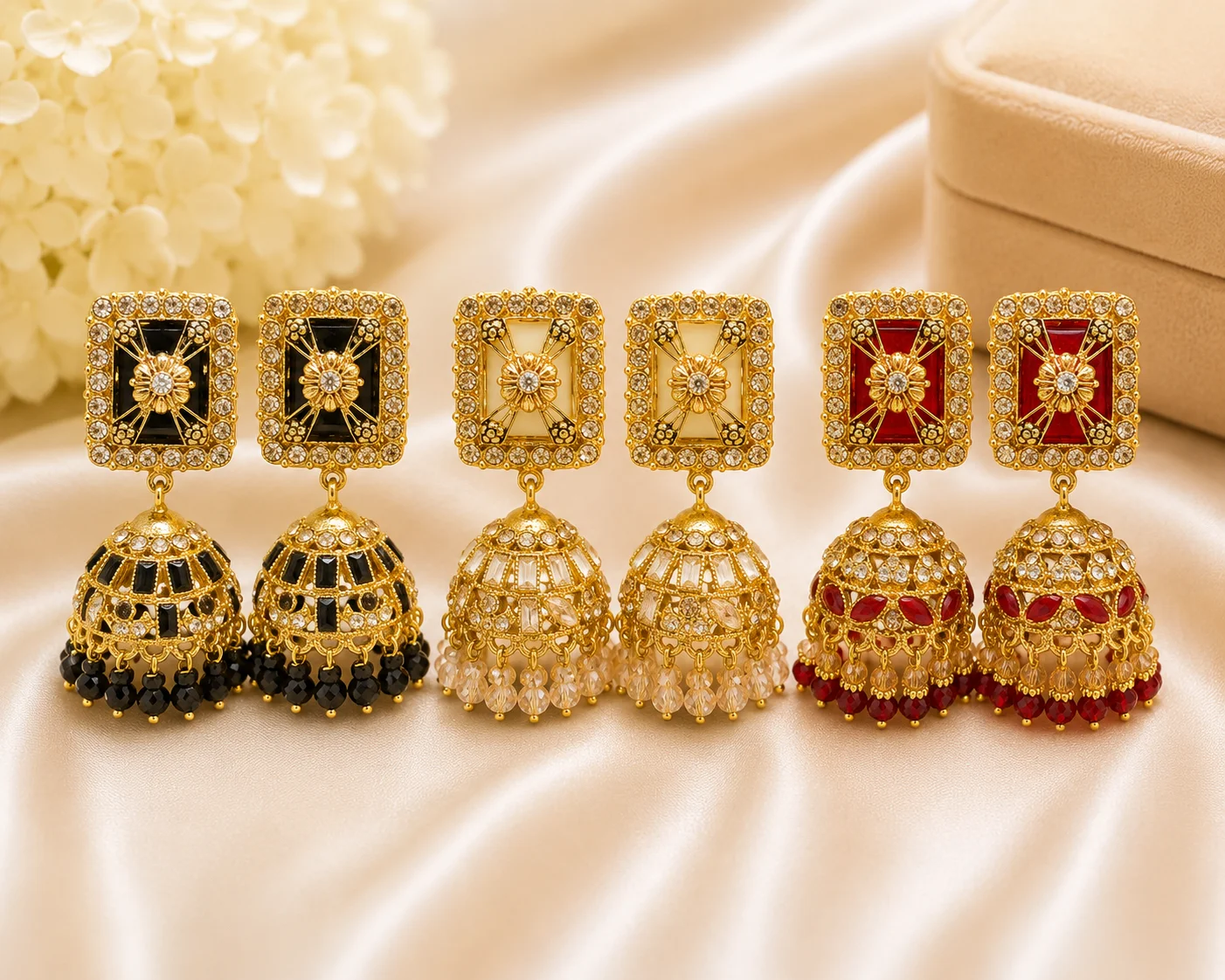 3 Color Premium Jhumka Earrings