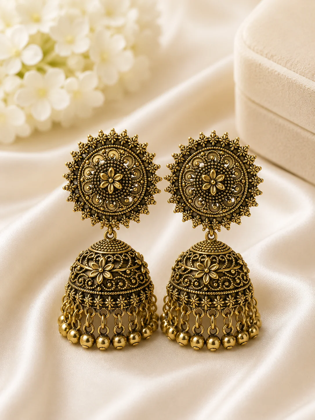 Antique Silver & Antique Gold Traditional Jhumka Earrings Combo