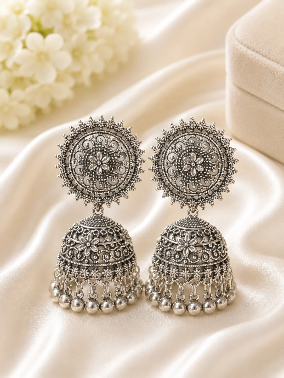 Antique Silver & Antique Gold Traditional Jhumka Earrings Combo