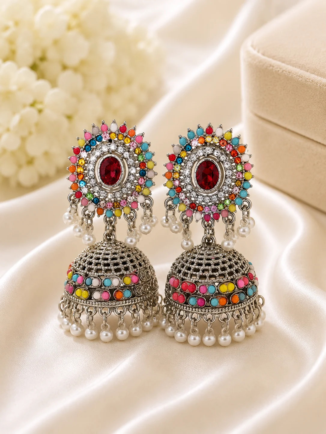 Multicolor Pearl Ethnic Earrings for Women