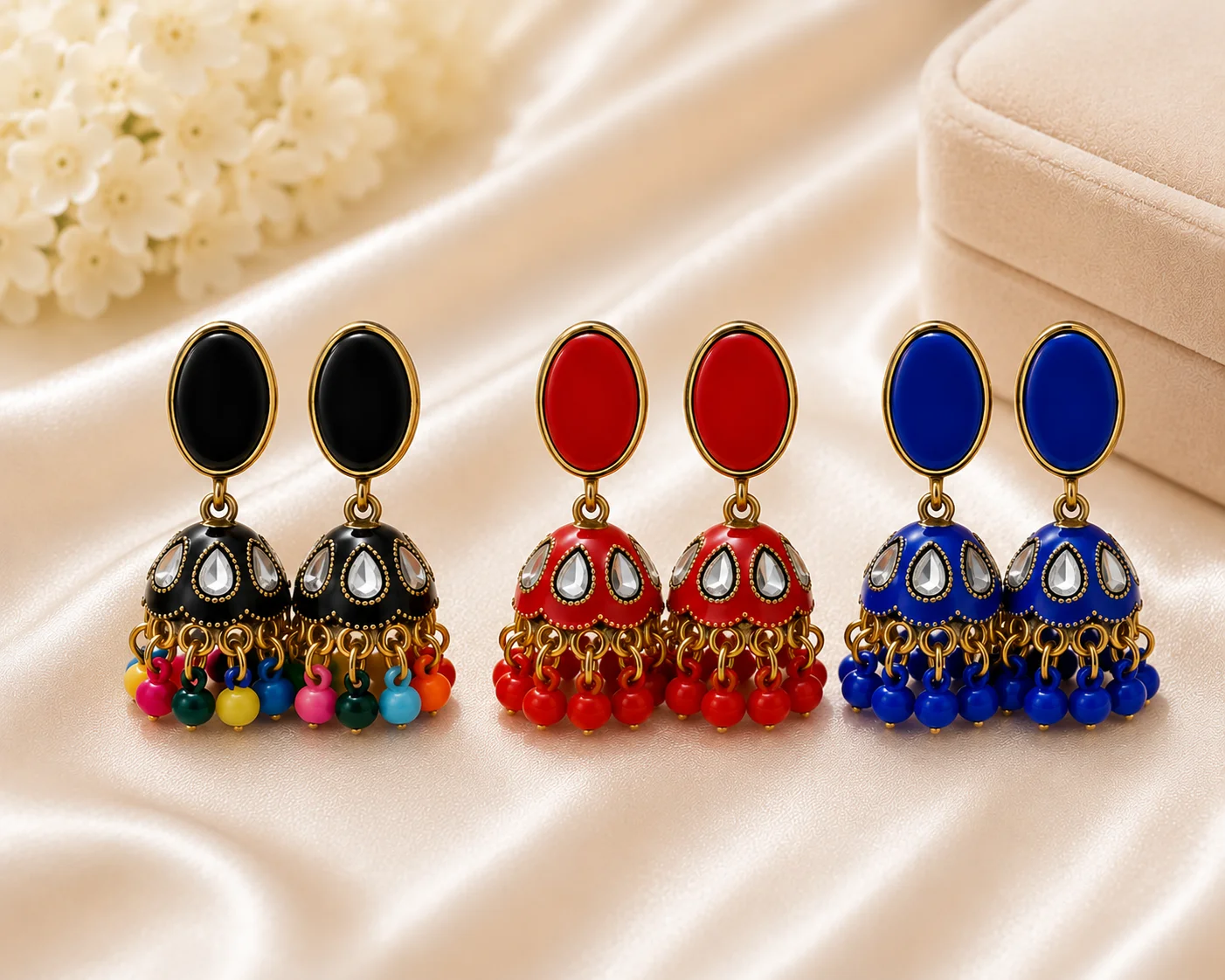 Elegant Colorful Jhumki Earrings