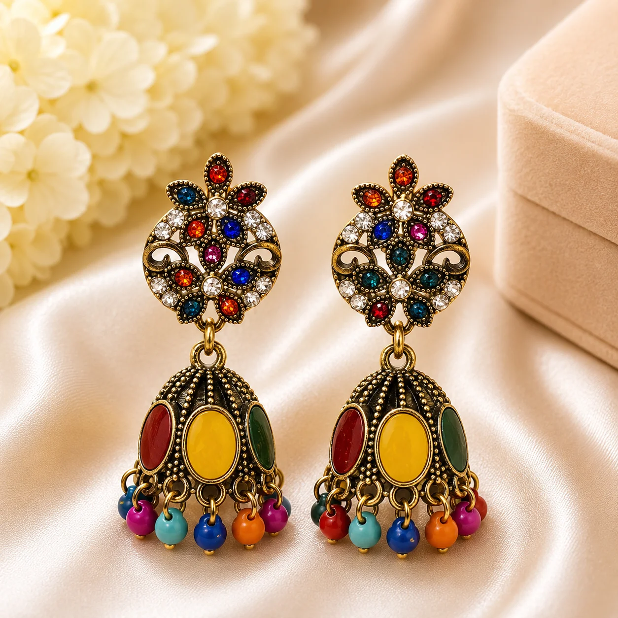 Antique Multicolor Jhumka Earrings