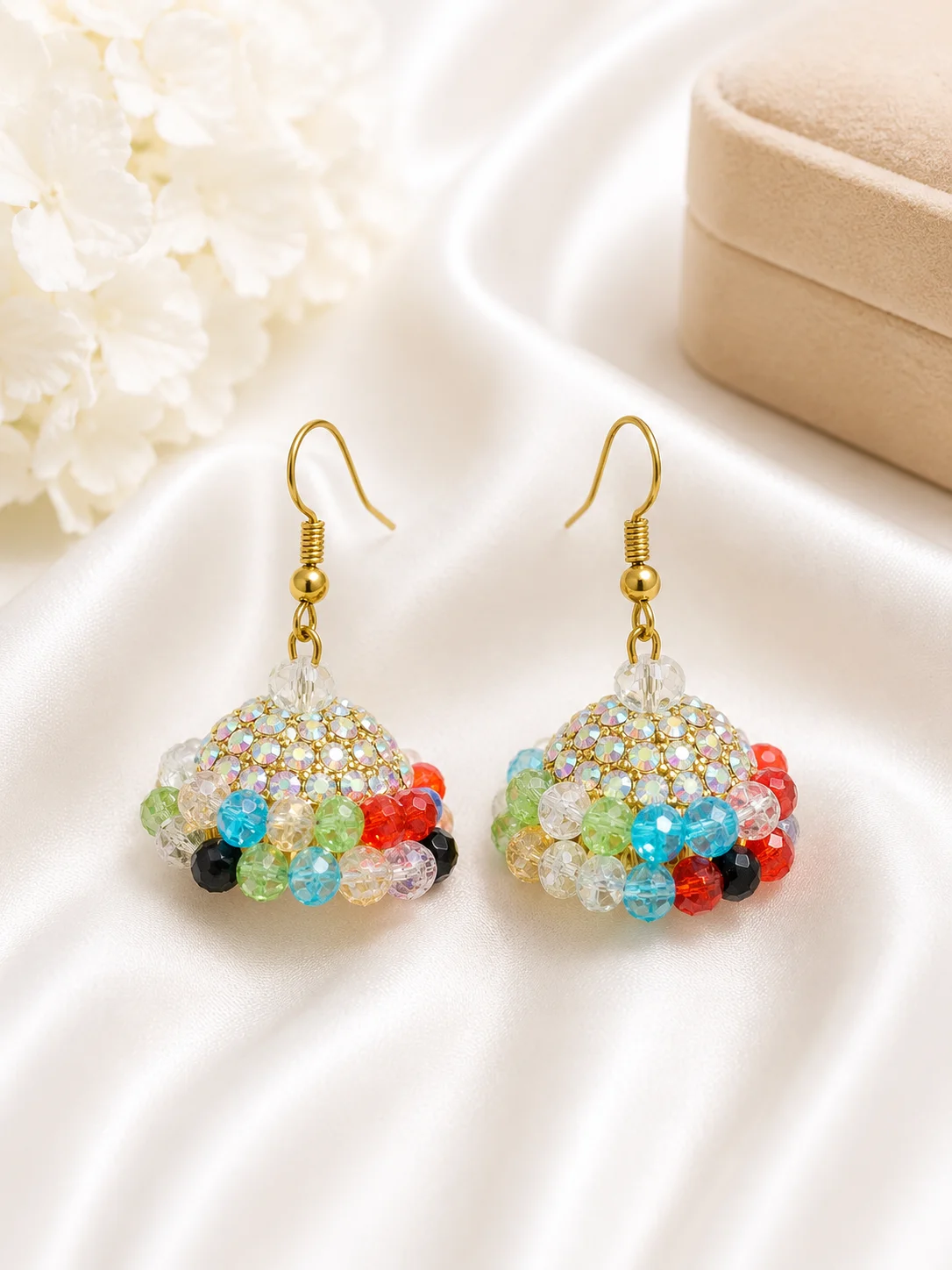 Luxury Multicolor Crystal Jhumka Earrings Collection