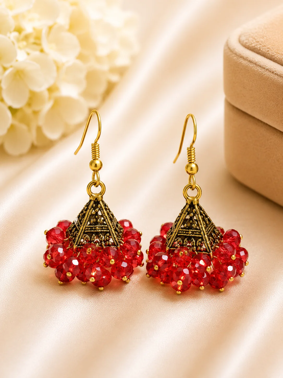 Multicolor Crystal Cluster Jhumka Earrings