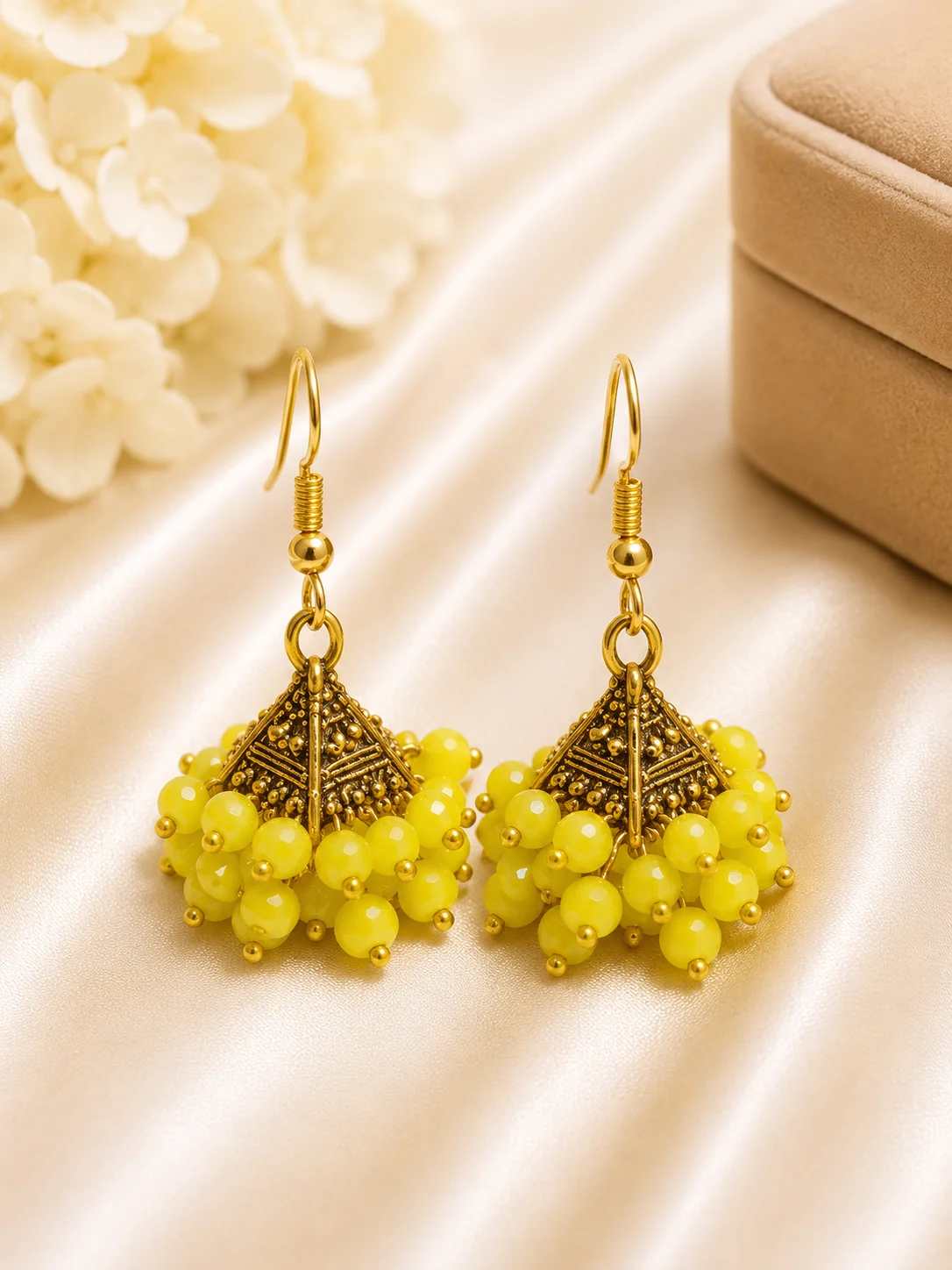 Multicolor Crystal Cluster Jhumka Earrings