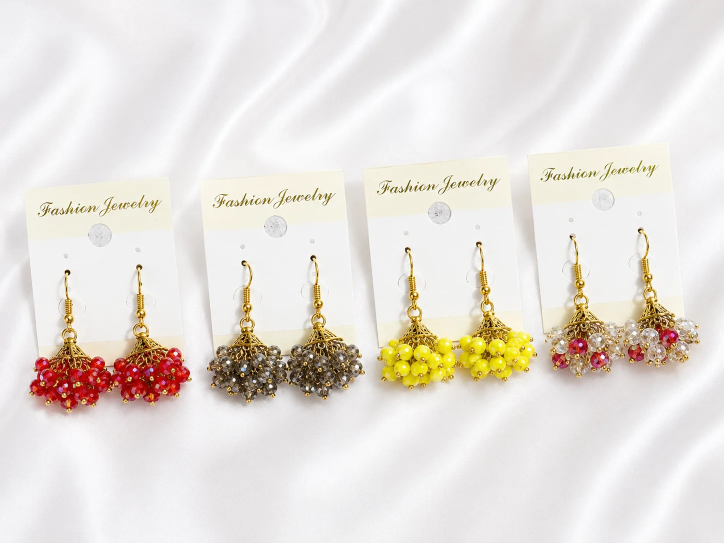 Multicolor Crystal Cluster Jhumka Earrings