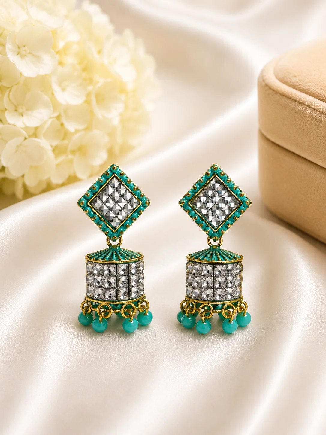 Luxury Multicolor Crystal Jhumka Earrings