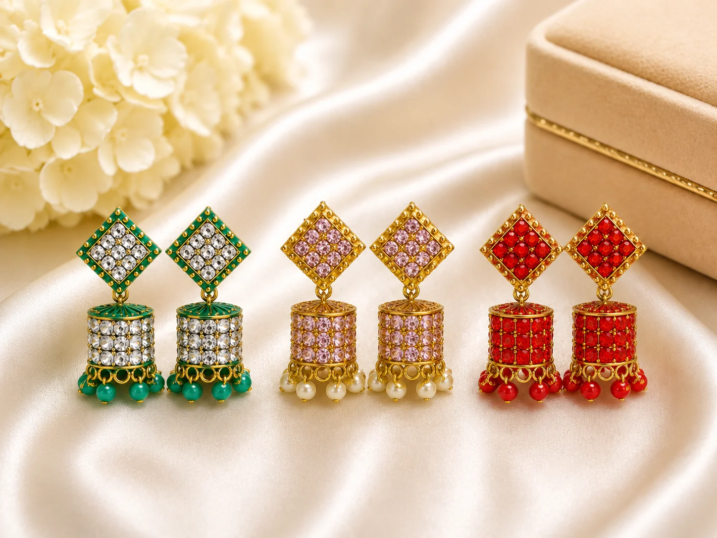Luxury Multicolor Crystal Jhumka Earrings
