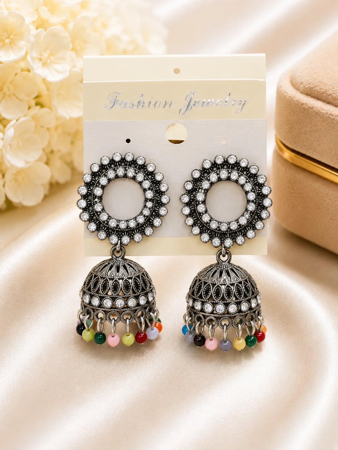 Luxury Multicolor Stone Jhumka Earrings