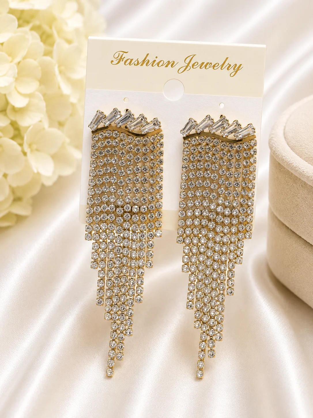 Luxury Crystal Waterfall Tassel Earrings for Women
