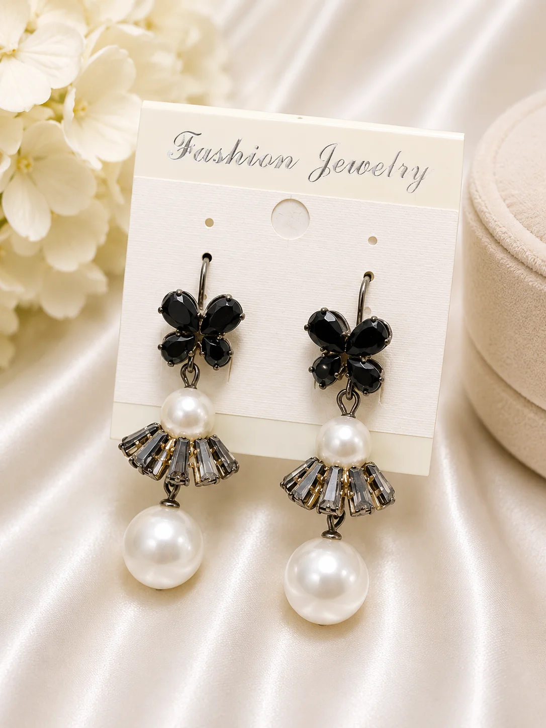 Luxury Pearl & Crystal Drop Earrings for Women