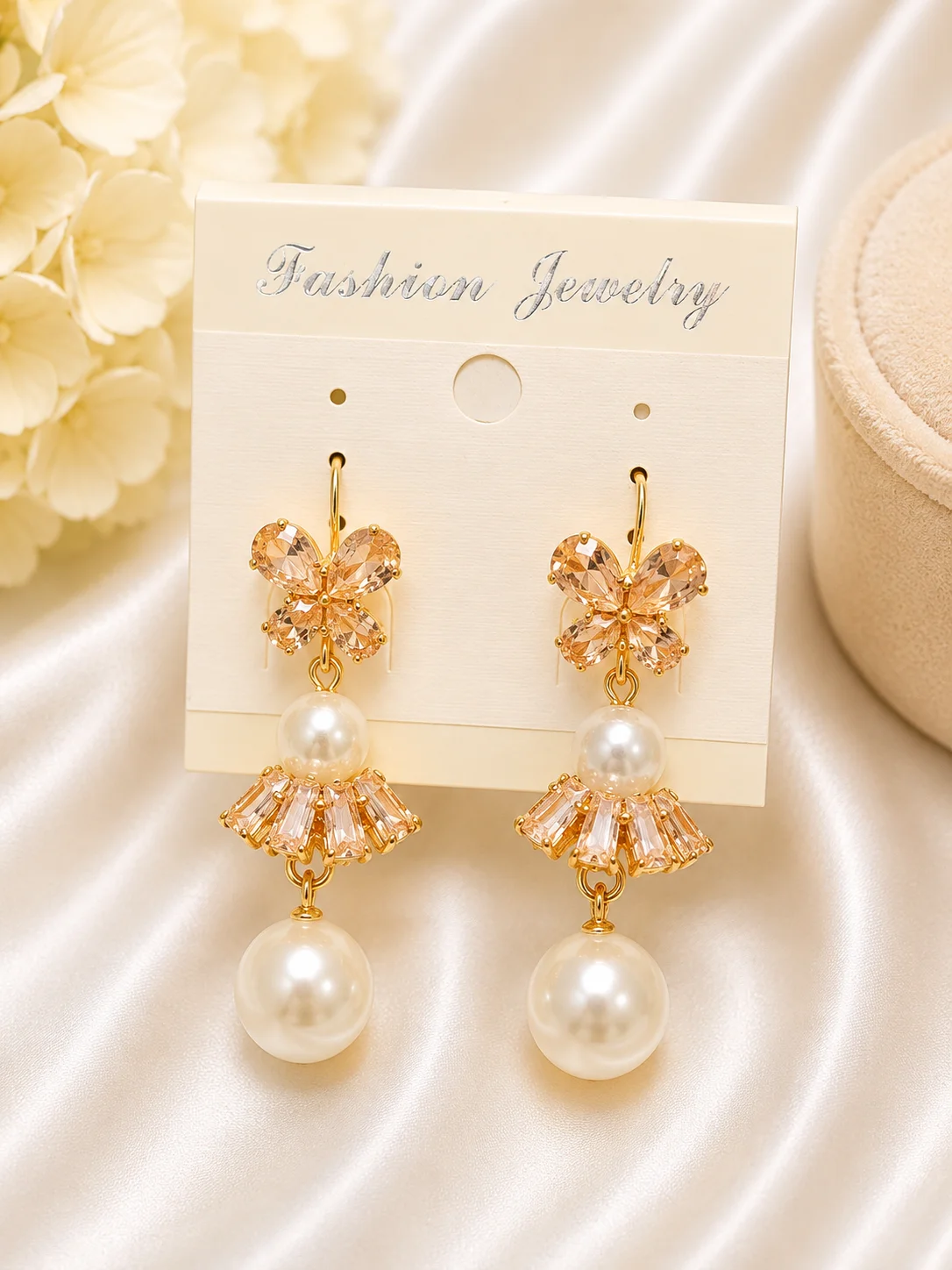 Luxury Pearl & Crystal Drop Earrings for Women