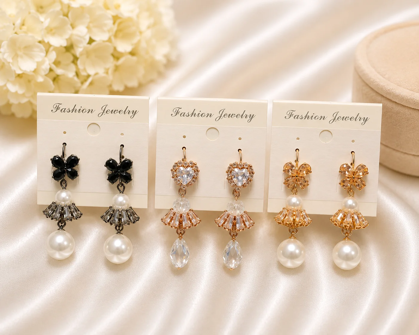 Luxury Pearl & Crystal Drop Earrings for Women