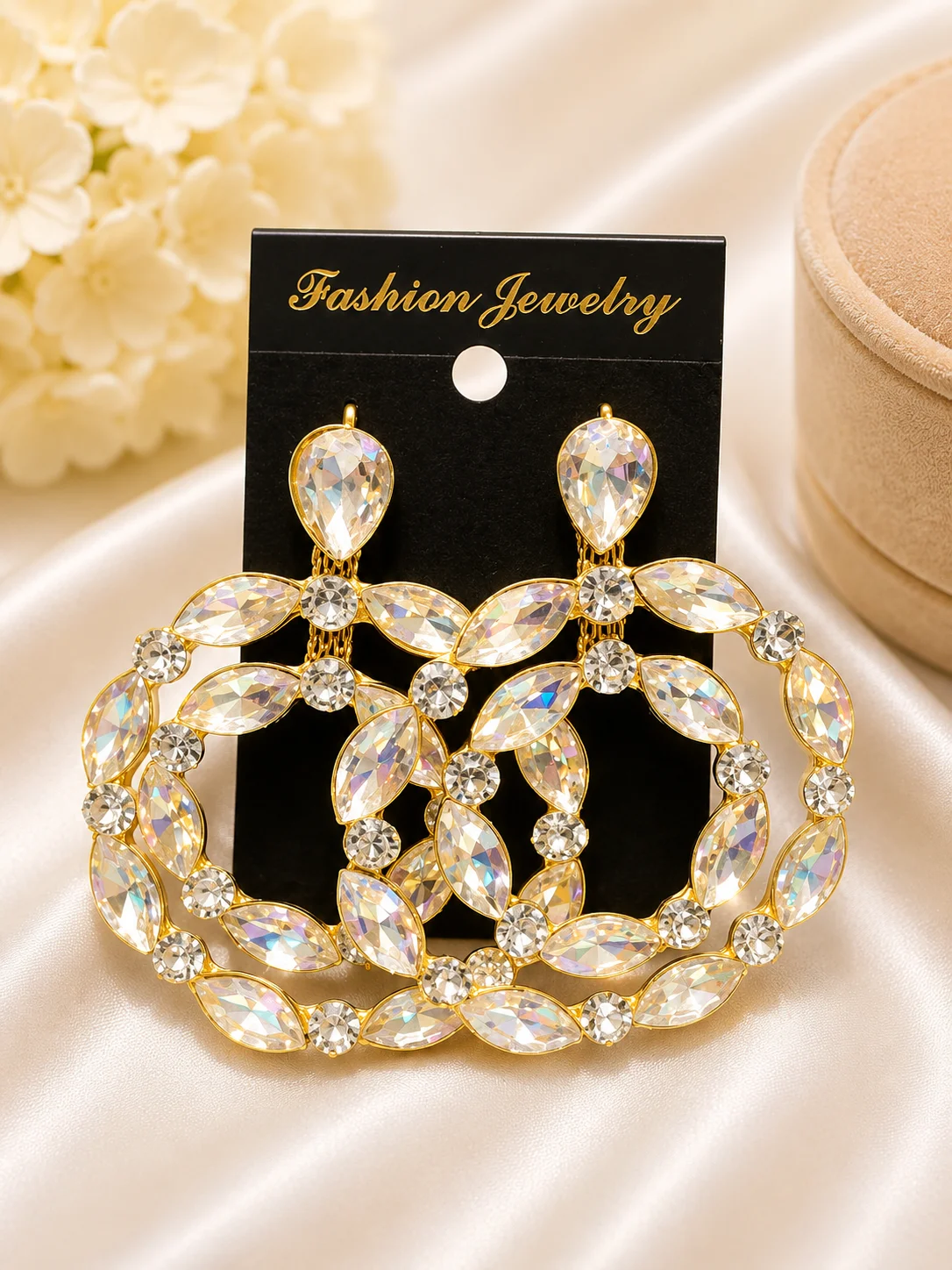 Luxury Crystal Gold Hoop Statement Earrings for Women