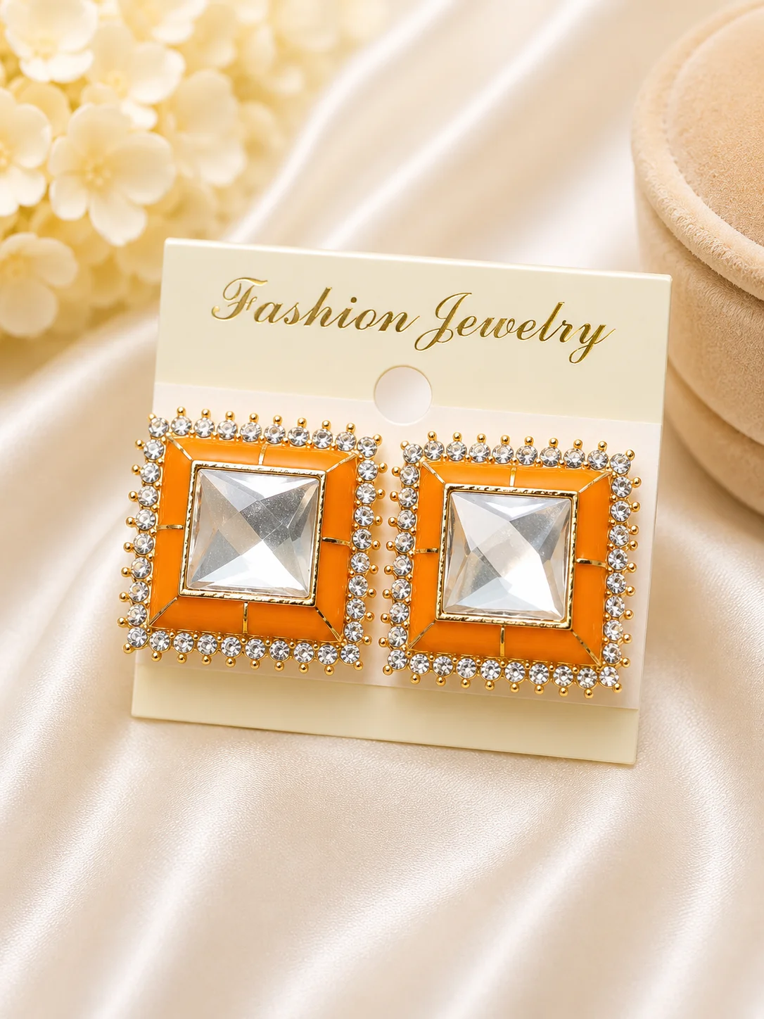 Red & Green Crystal Designer Earrings for Women