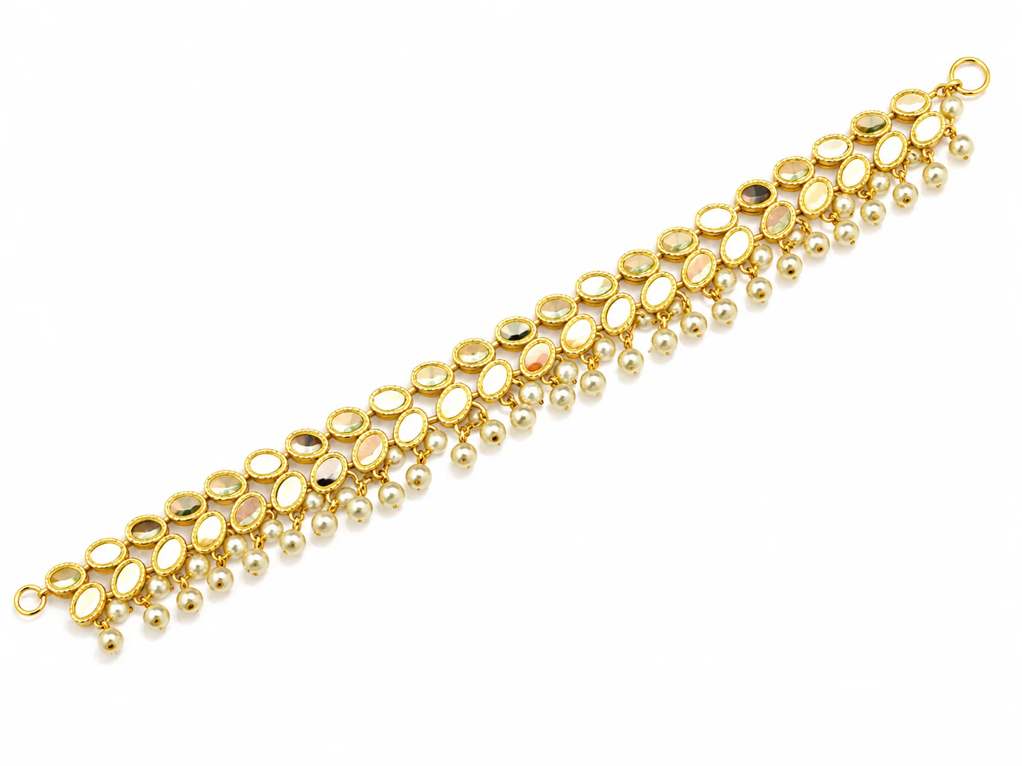 Elegant Single Pearl Payal Anklet – Traditional Gold Tone Foot Jewelry for Women