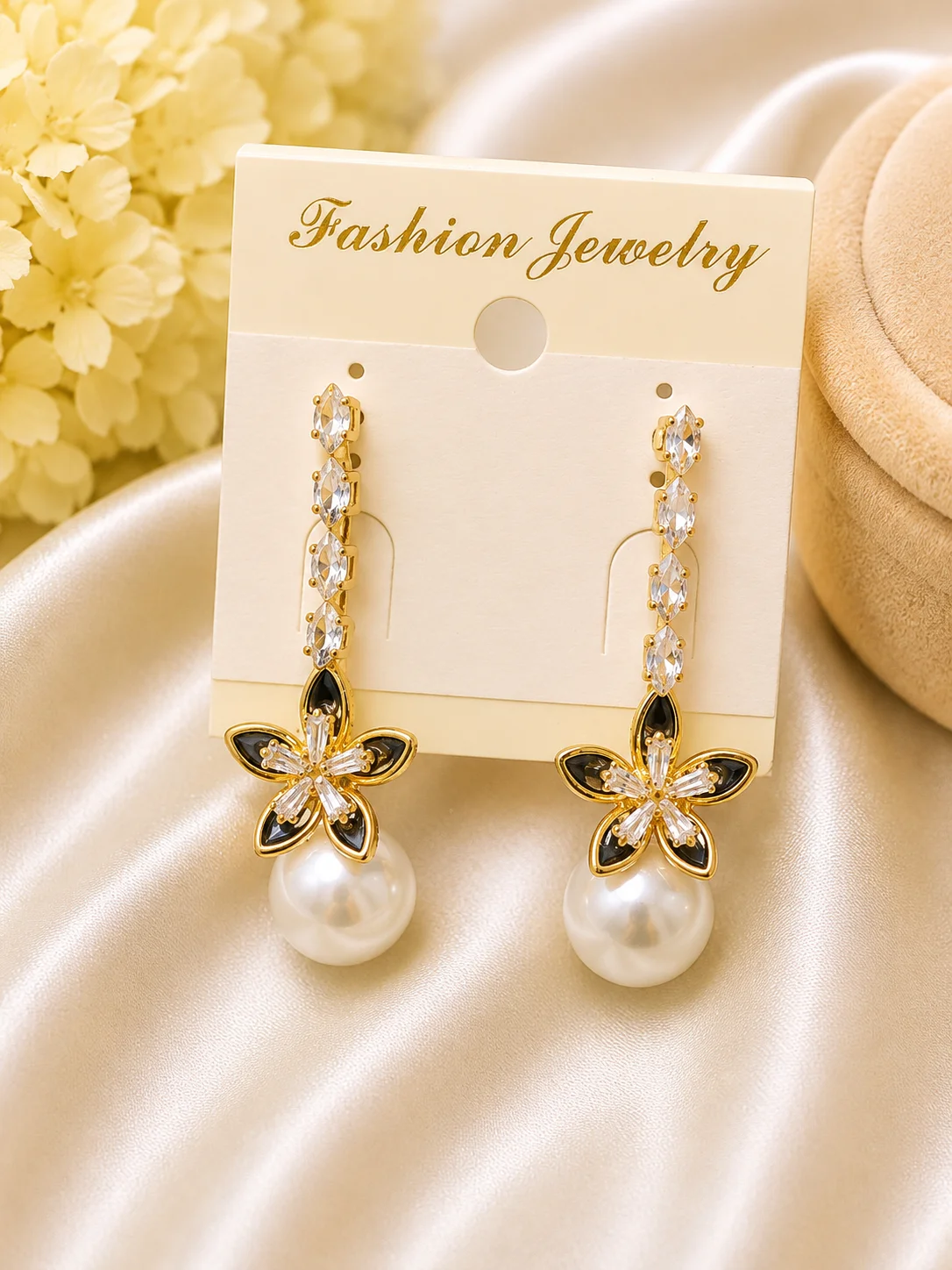 Gold Crystal Statement Earrings for Women