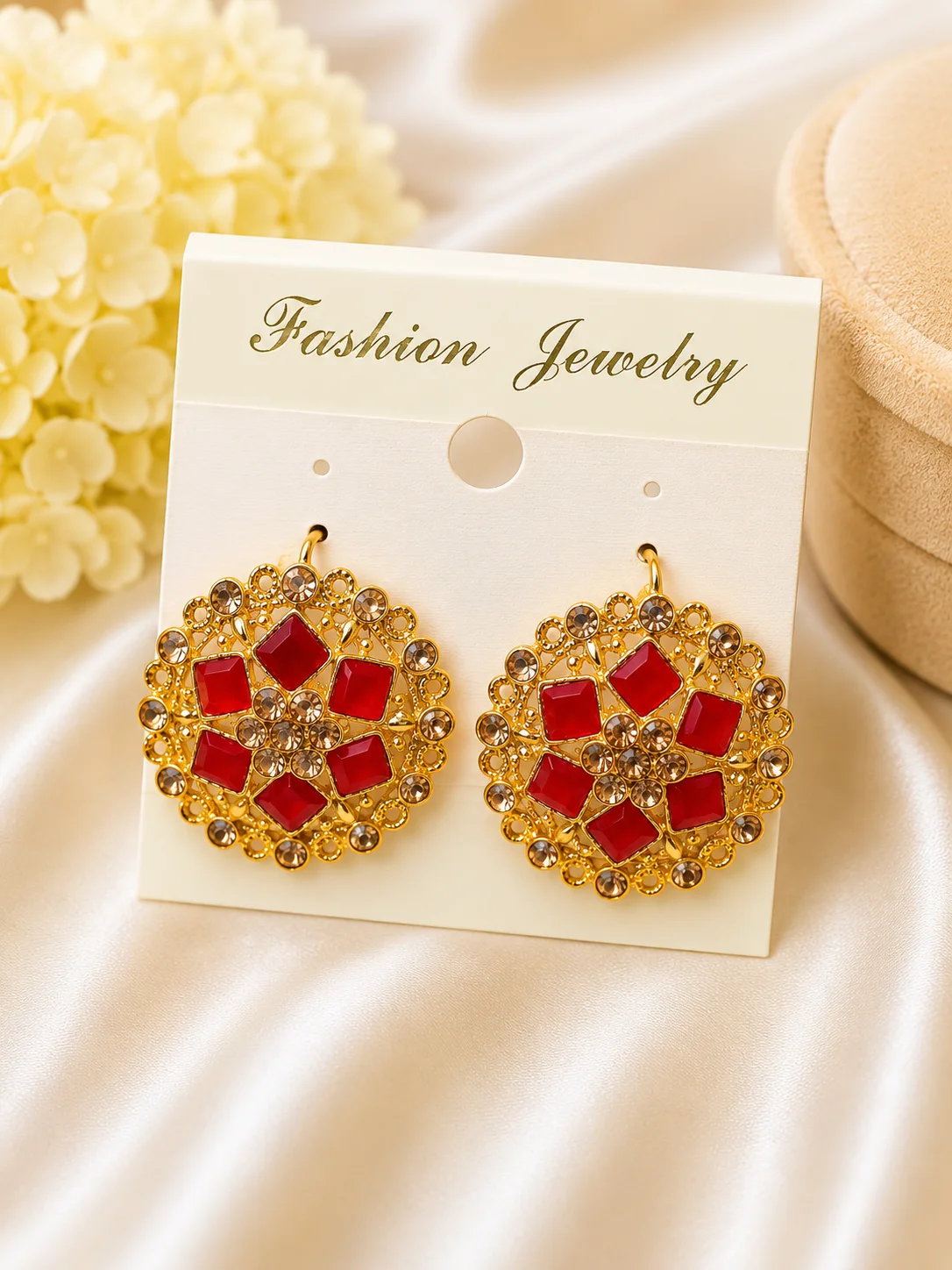 Elegant Crystal Floral Earrings for Women