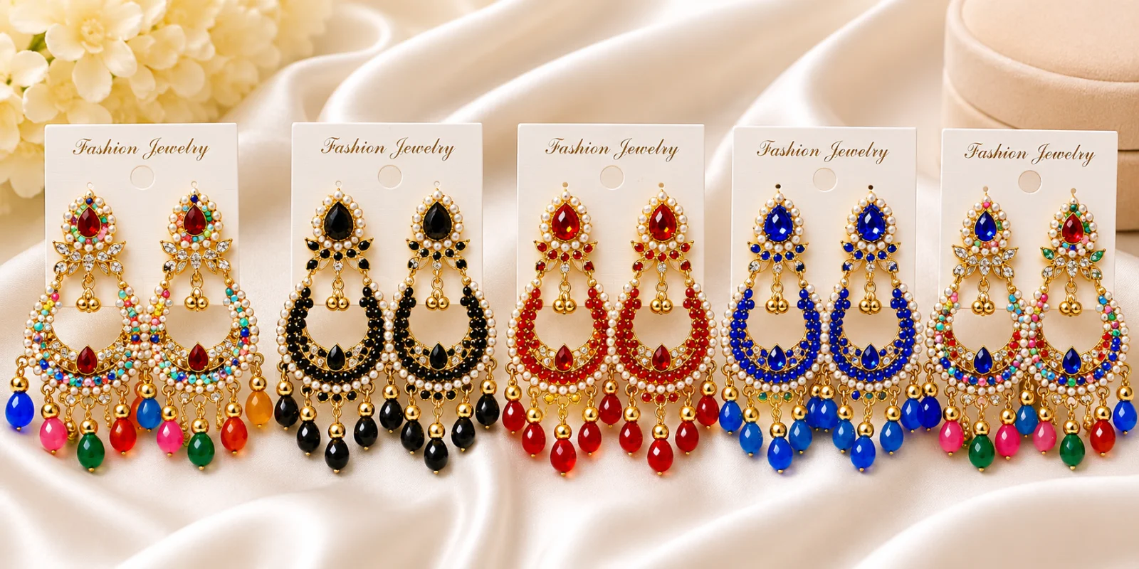 Elegant Multicolor Traditional Chandbali Earrings