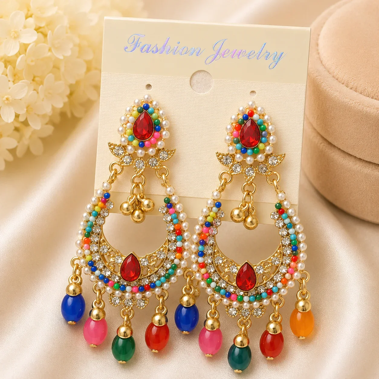 Gold Crystal Hoop Earrings for Women