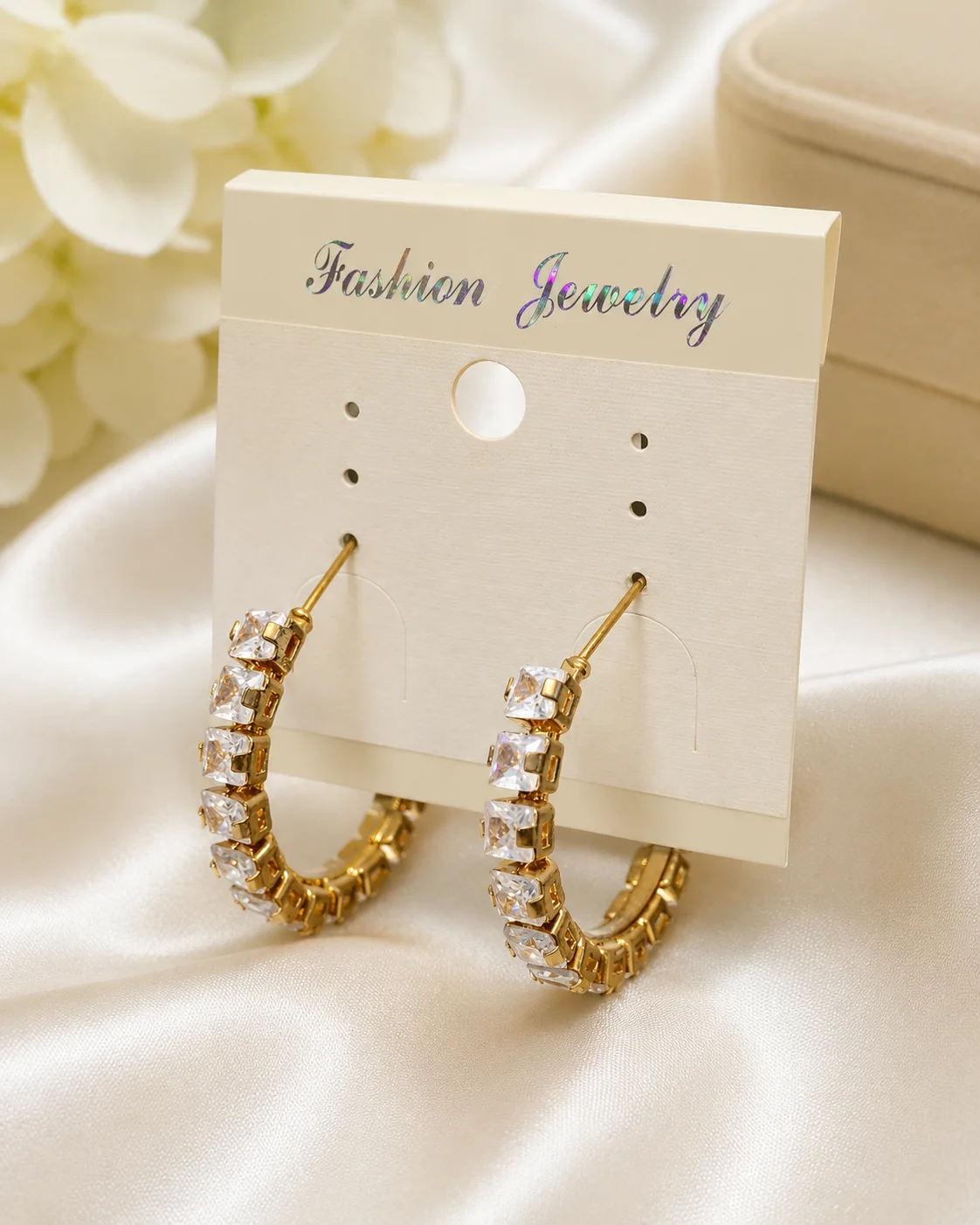 Gold Crystal Hoop Earrings for Women