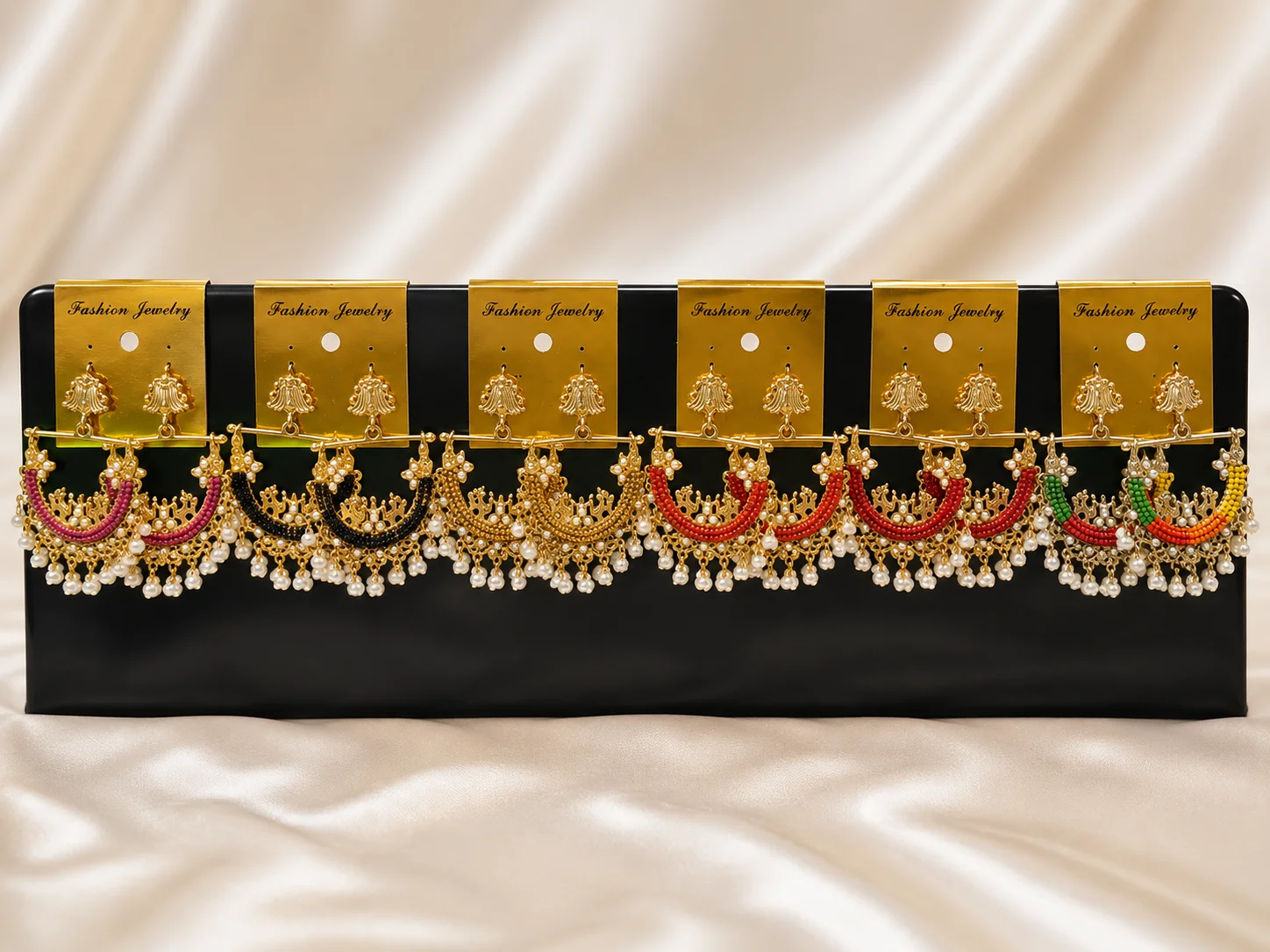 Traditional Pearl & Beaded Chandbali Earrings Set |