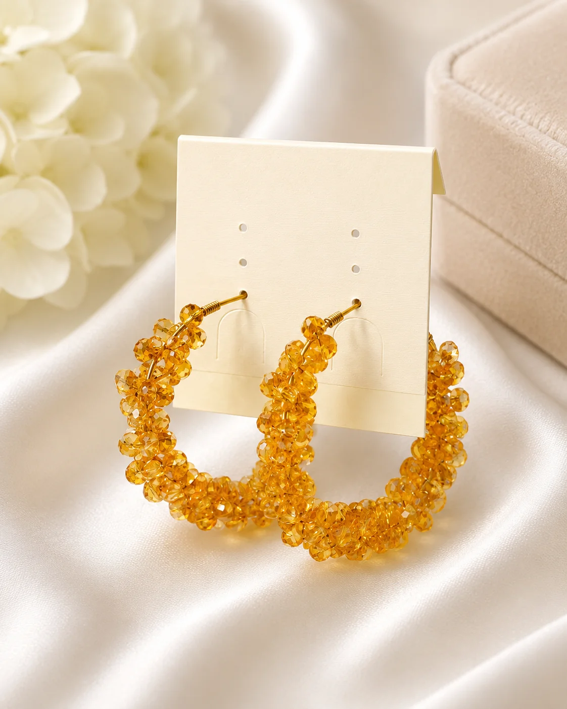 Luxury Crystal Beaded Hoop Earrings