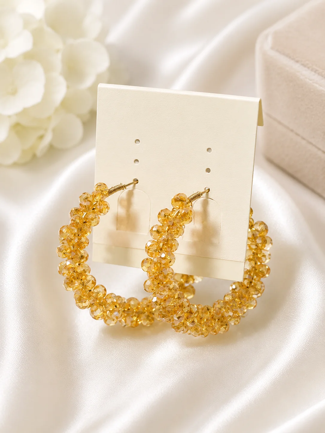 Luxury Crystal Beaded Hoop Earrings