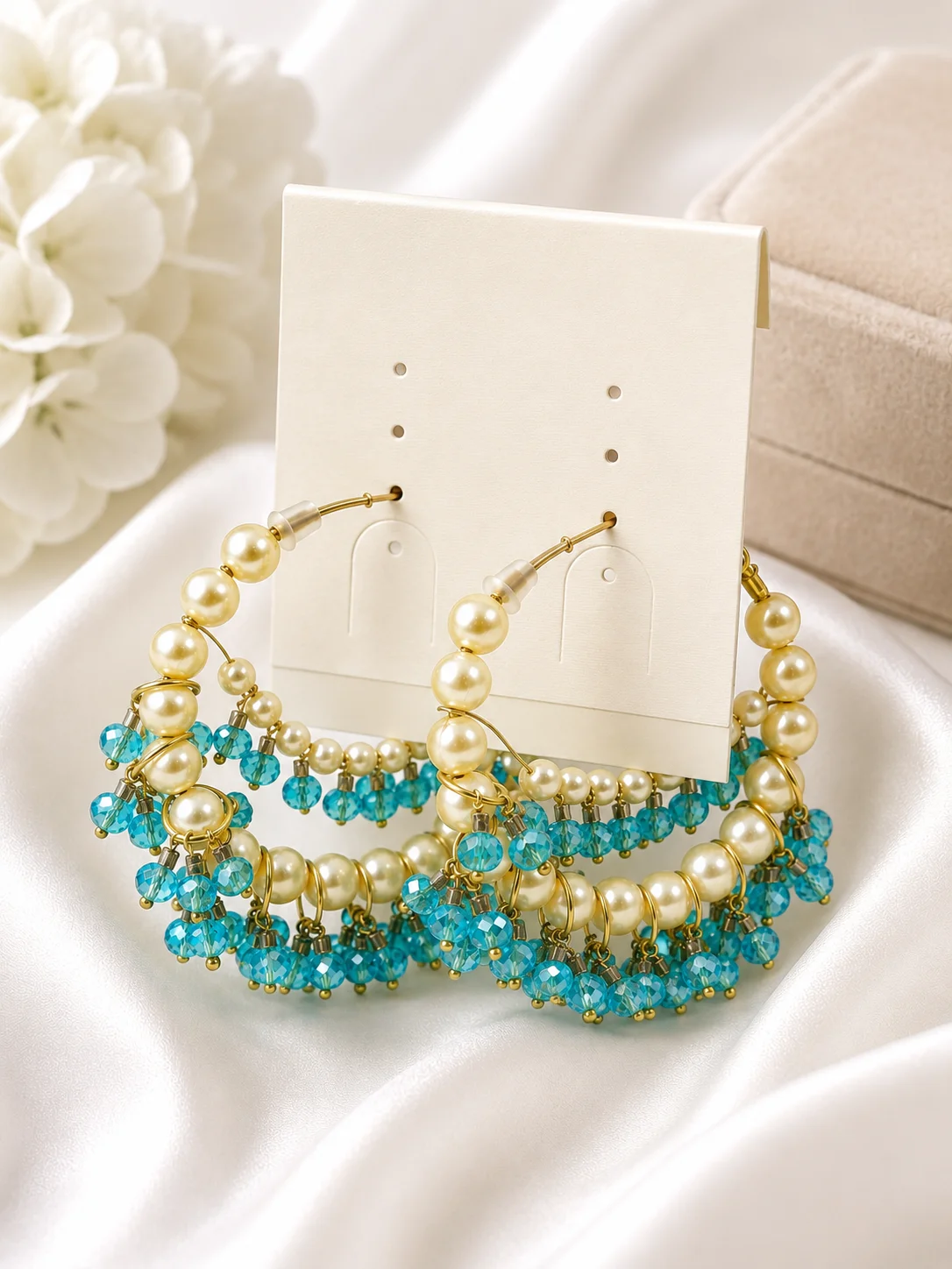 Luxury Crystal Beaded Hoop Earrings