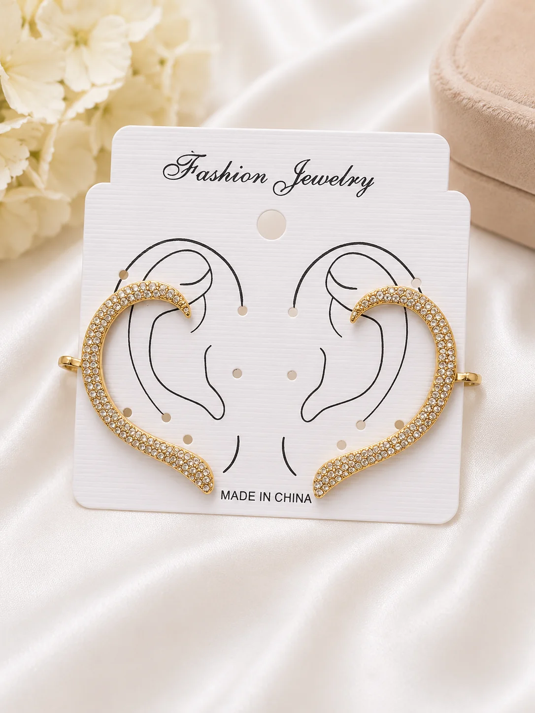 Luxury Gold Crystal Curve Ear Cuff Earrings