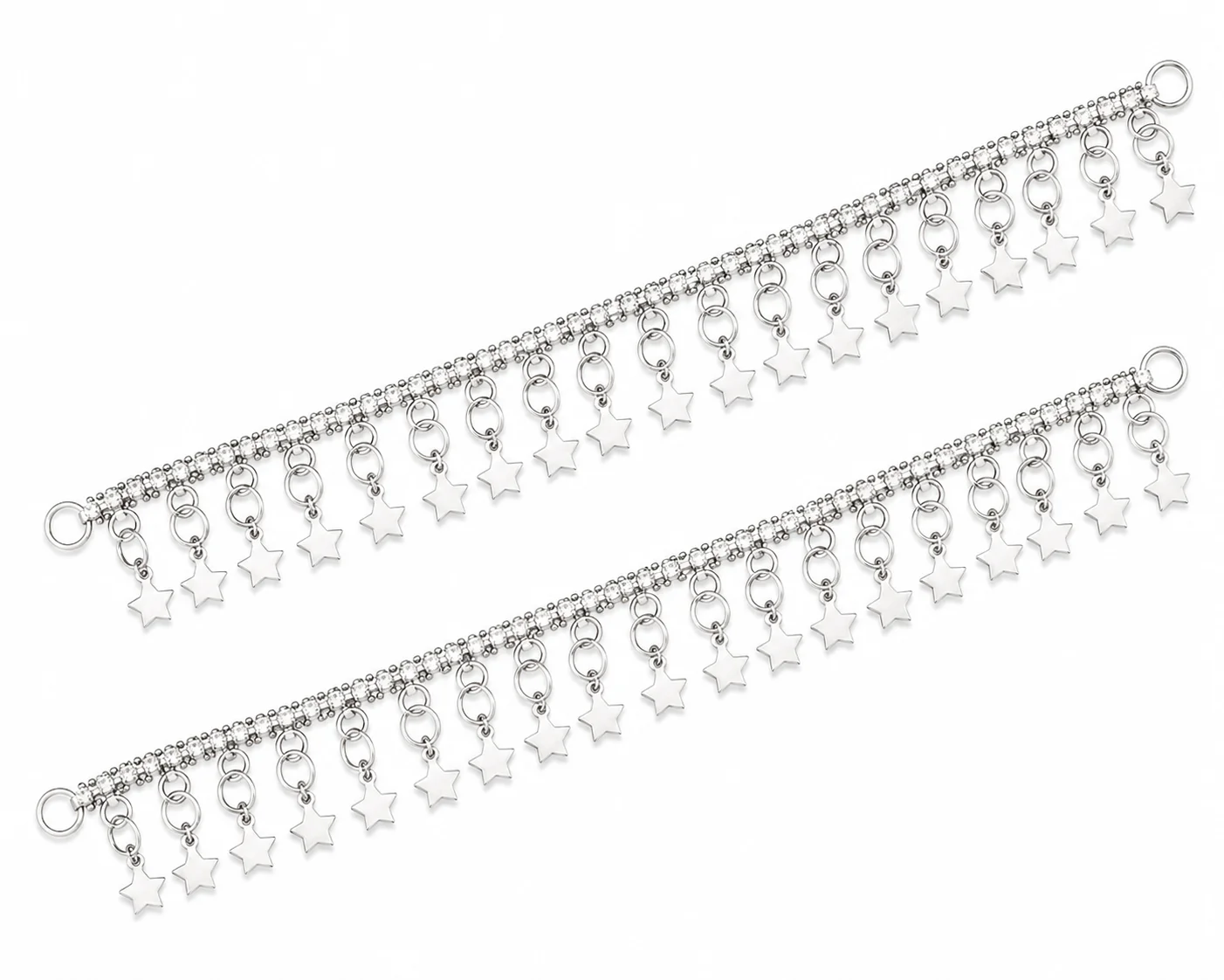 Silver Star Charm Payal Pair – Crystal Anklet for Women