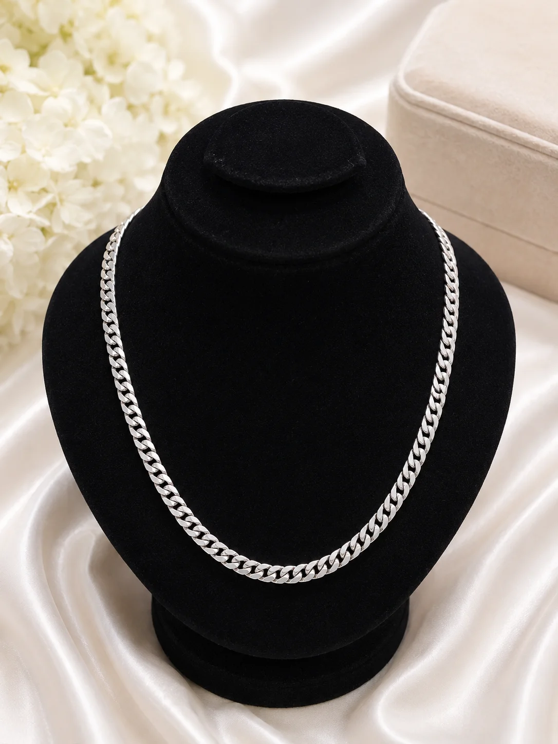 Gents Medium Long Silver Chain for Boys