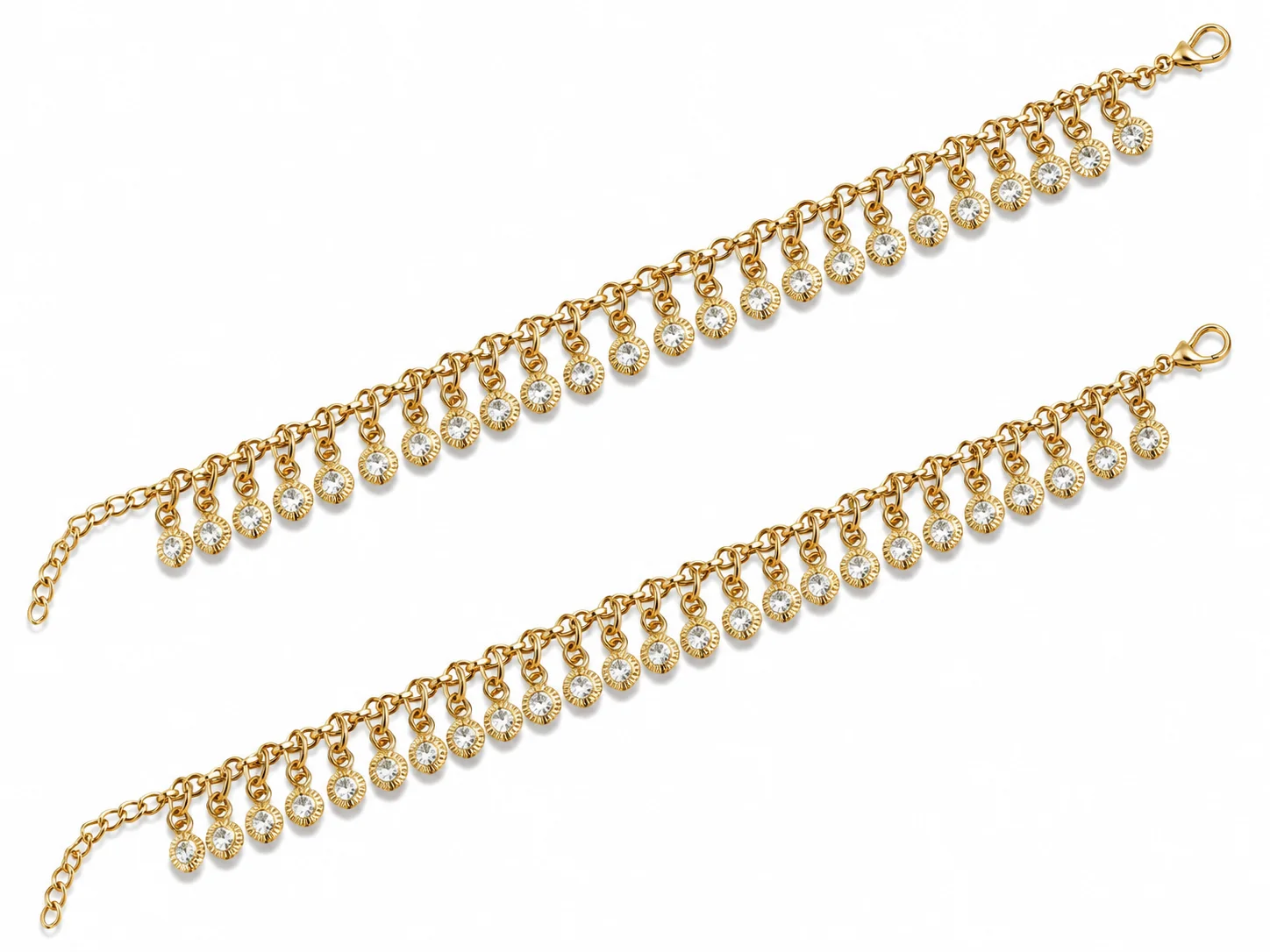 Silver Crystal Drop Payal for Women – Elegant Anklet Pair