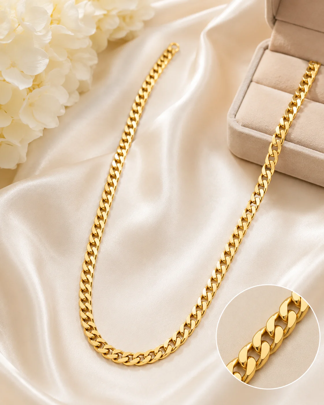 Golden Cuban Link Chain Necklace for Men