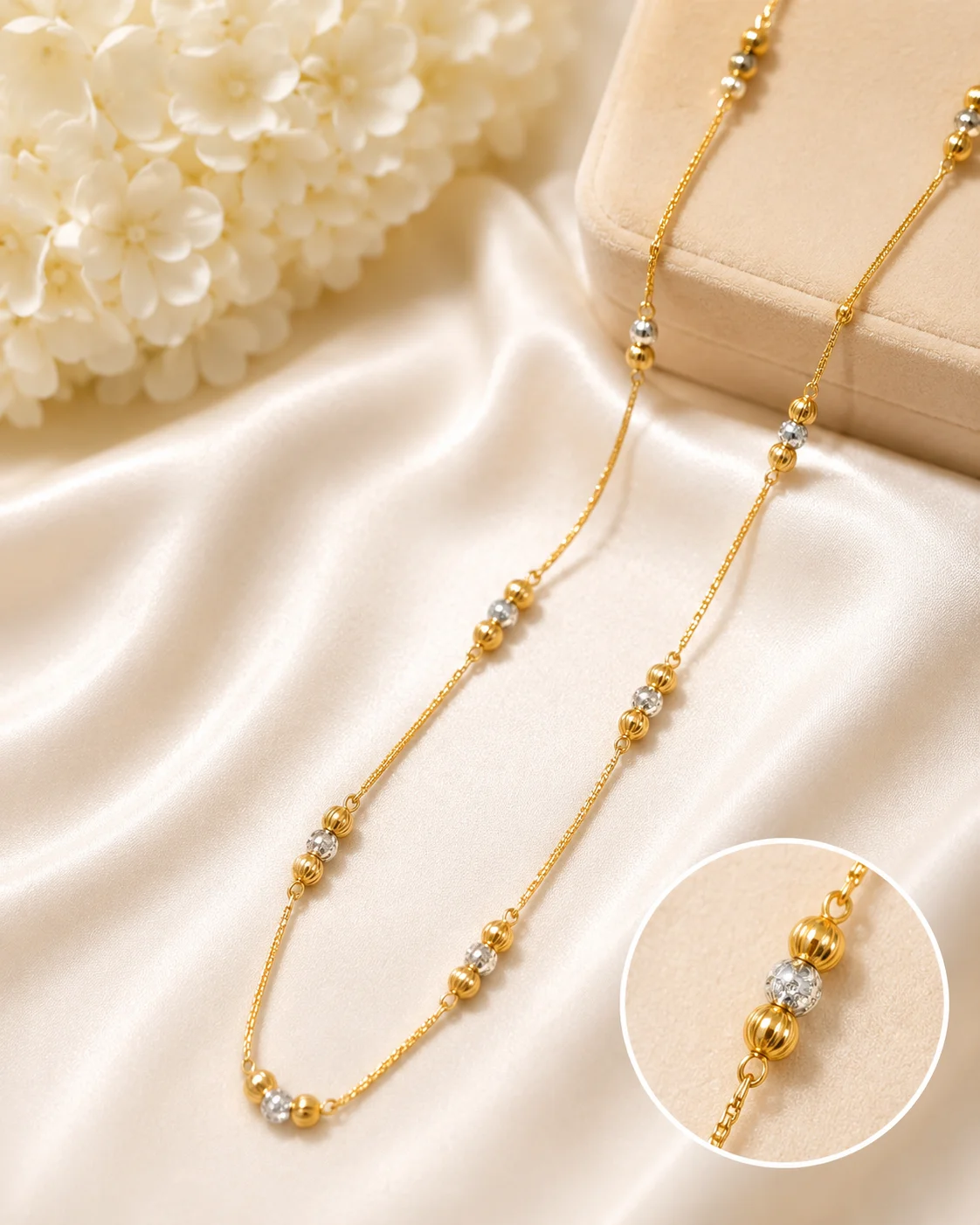 Two-Tone Beaded Chain Necklace for Women