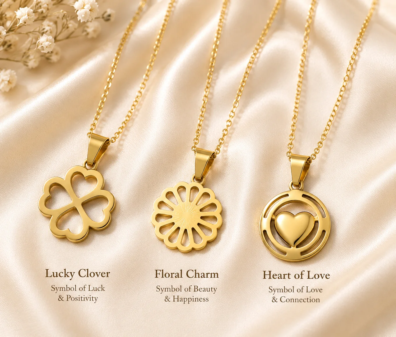 Clover, Floral & Heart Pendant