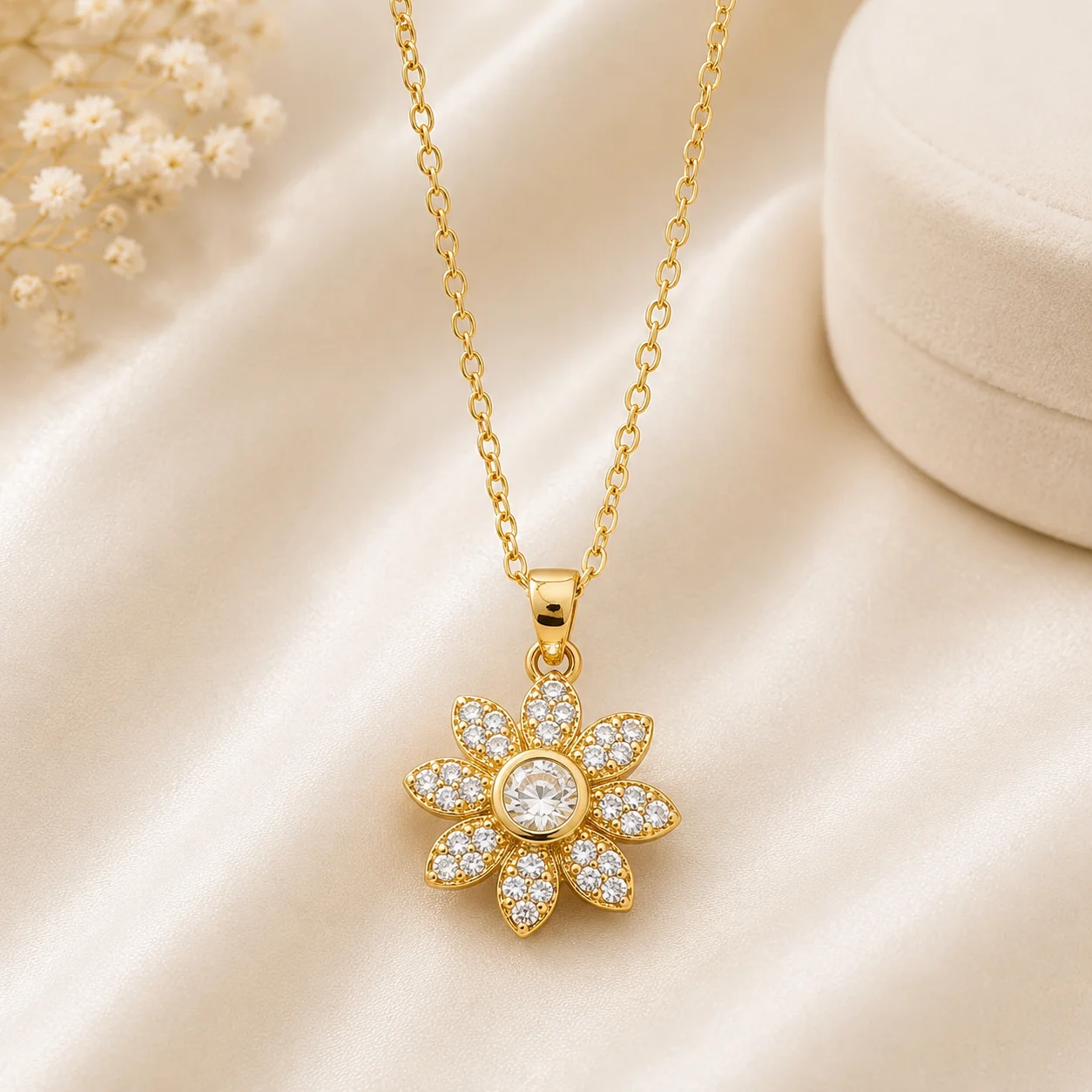 Flower Crystal Pendant Necklace for Women