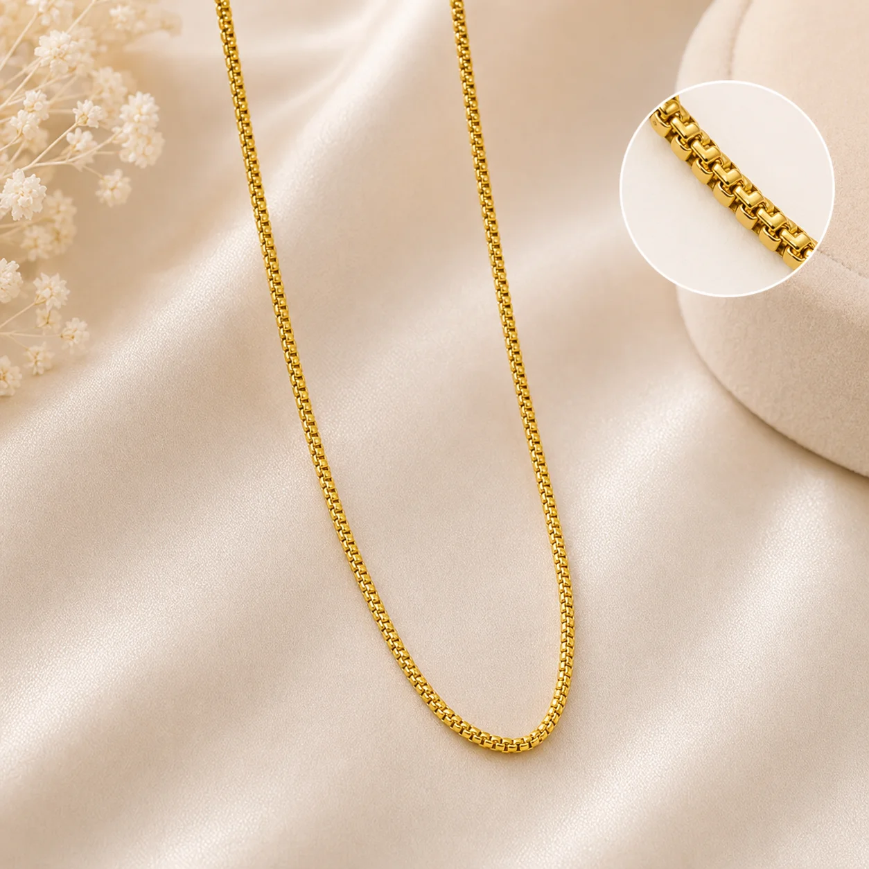 Gold Plated Box Chain Necklace for Men & WomenGold Plated Box Chain Necklace for Men & Women