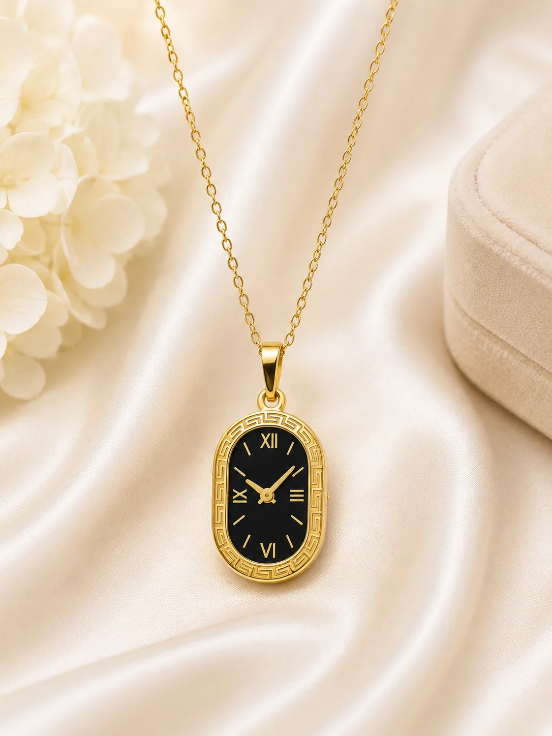 Vintage Clock Pendant Necklace for Women & Men