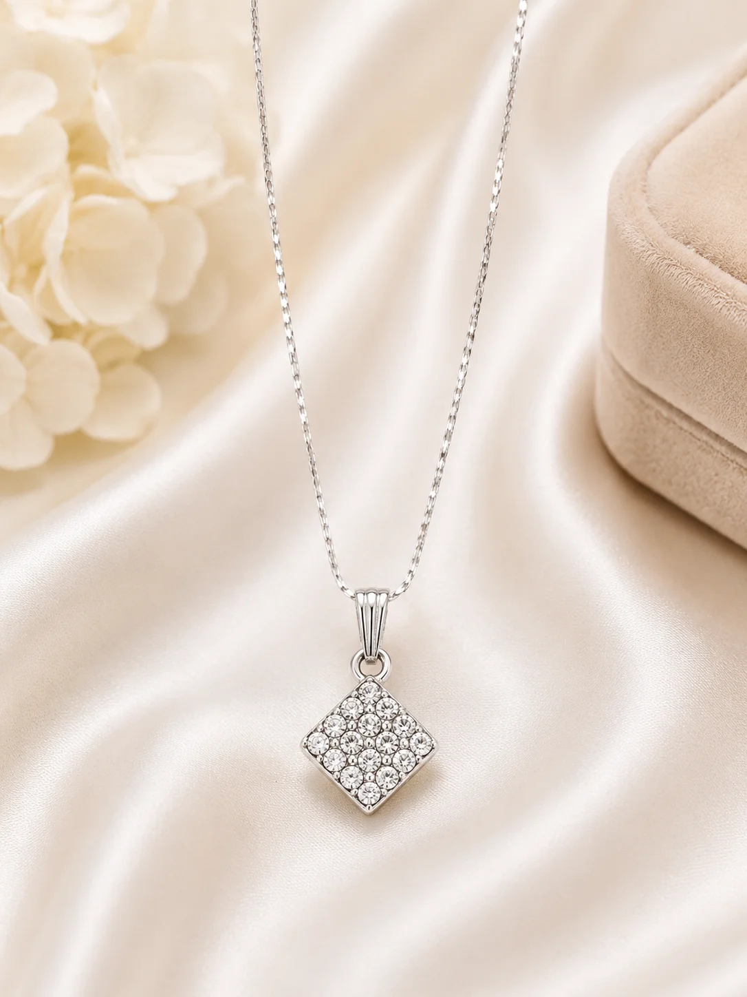 Silver Crystal Pendant Necklace Set – 3 Elegant Designs for Women