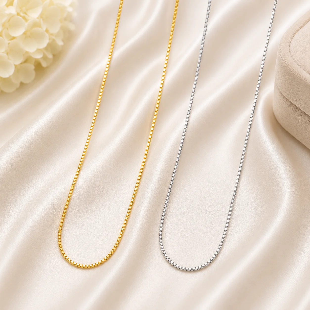 Premium Gold & Silver Box Chain Necklace for Men & Women