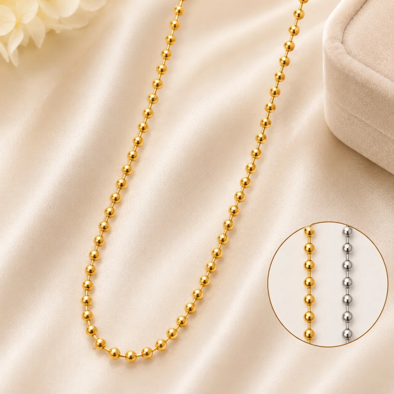 Golden Beads Chain Necklace for Men & Women
