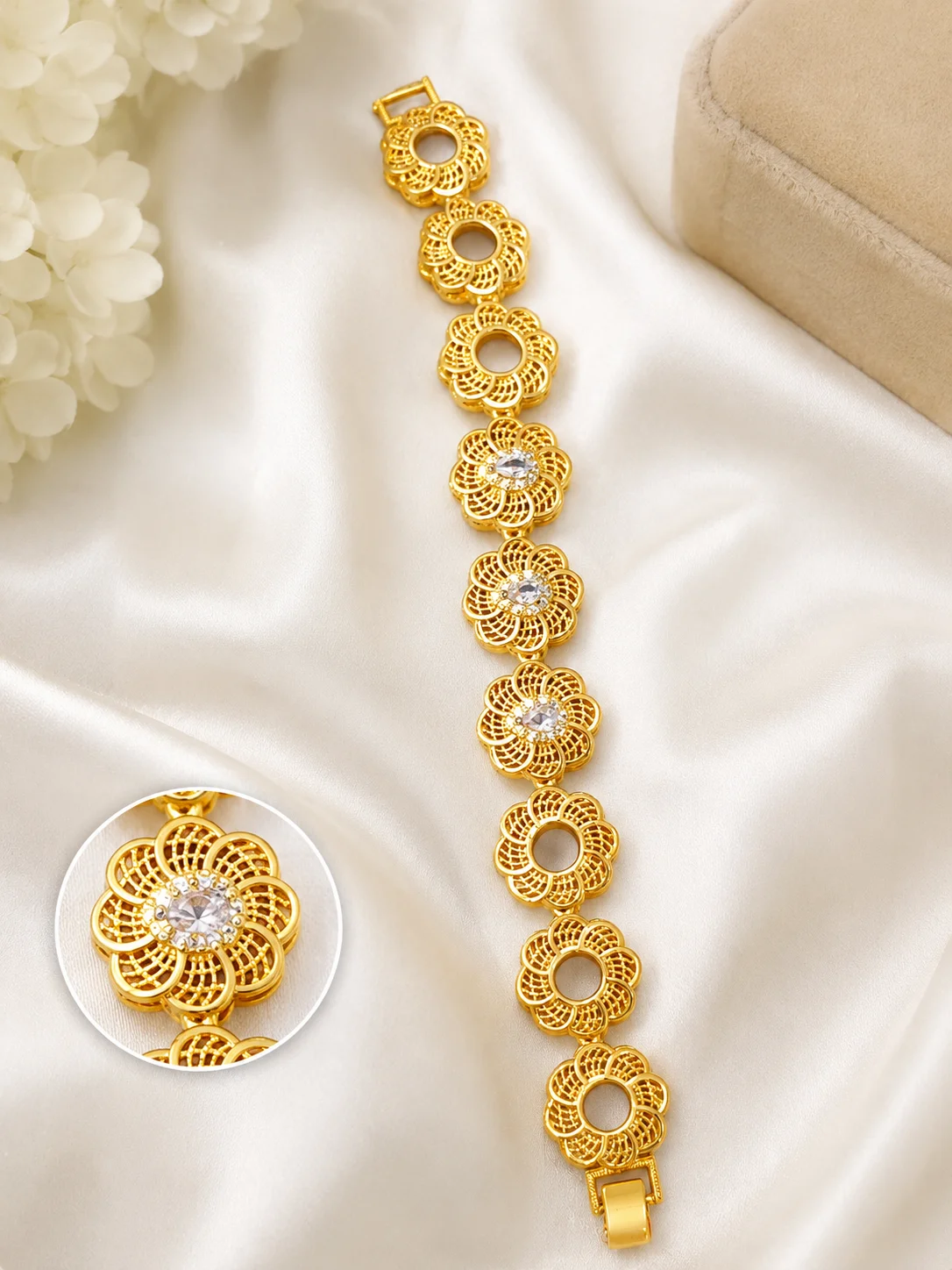 Gold-Tone Geometric Bracelet for Women