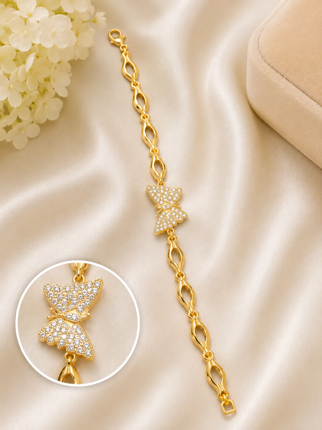 Gold Butterfly Crystal Bracelet